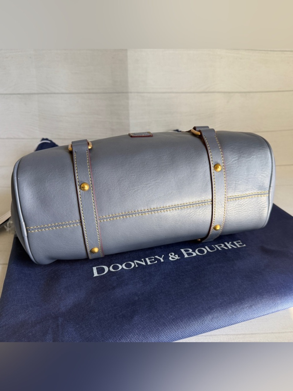 Dooney and Bourke Small Florentine Satchel in Steel Blue - Picture 4 of 15